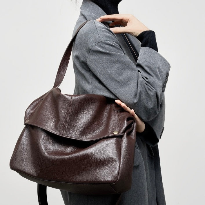 Adriani | Bolsa minimalista retrô macia de couro legítimo para uso diário