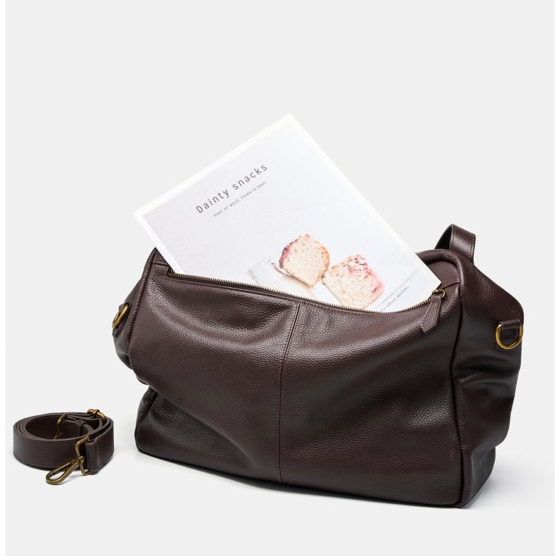 Adriani | Bolsa minimalista retrô macia de couro legítimo para uso diário