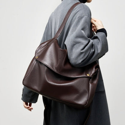 Adriani | Bolsa minimalista retrô macia de couro legítimo para uso diário