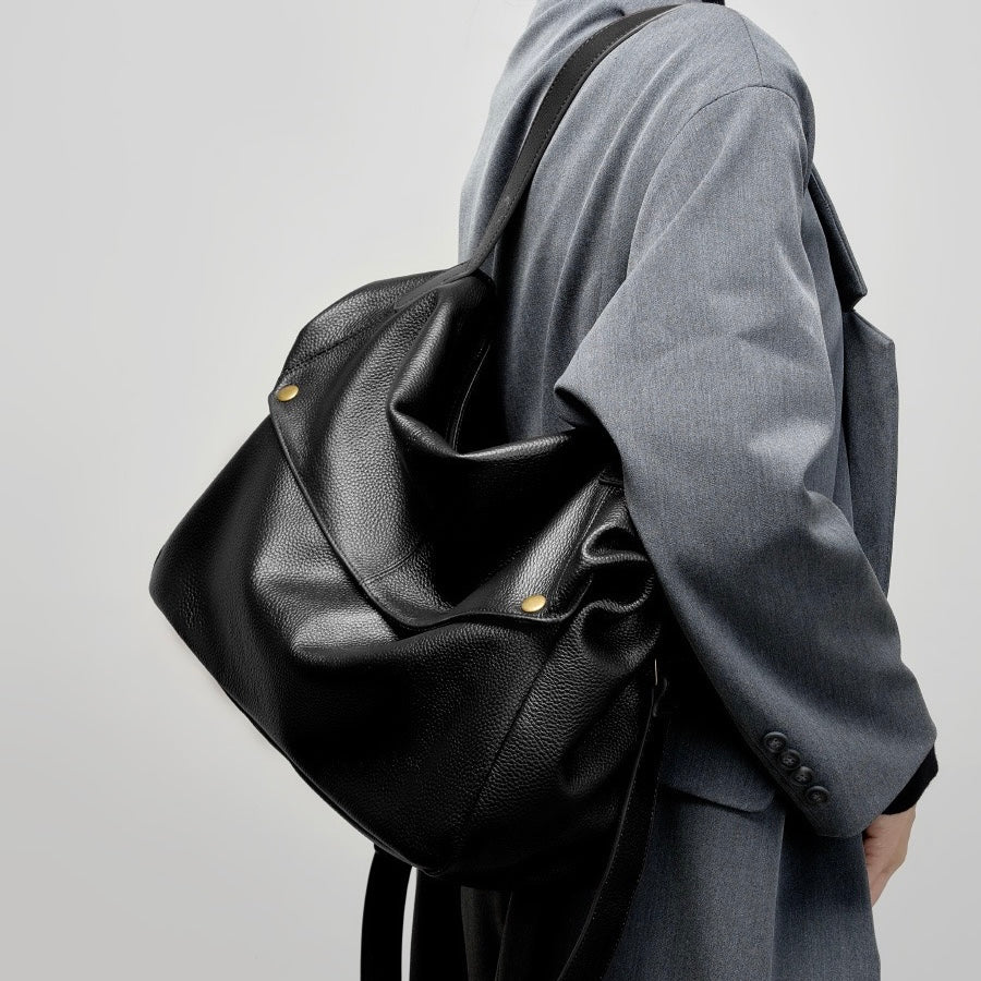 Adriani | Bolsa minimalista retrô macia de couro legítimo para uso diário