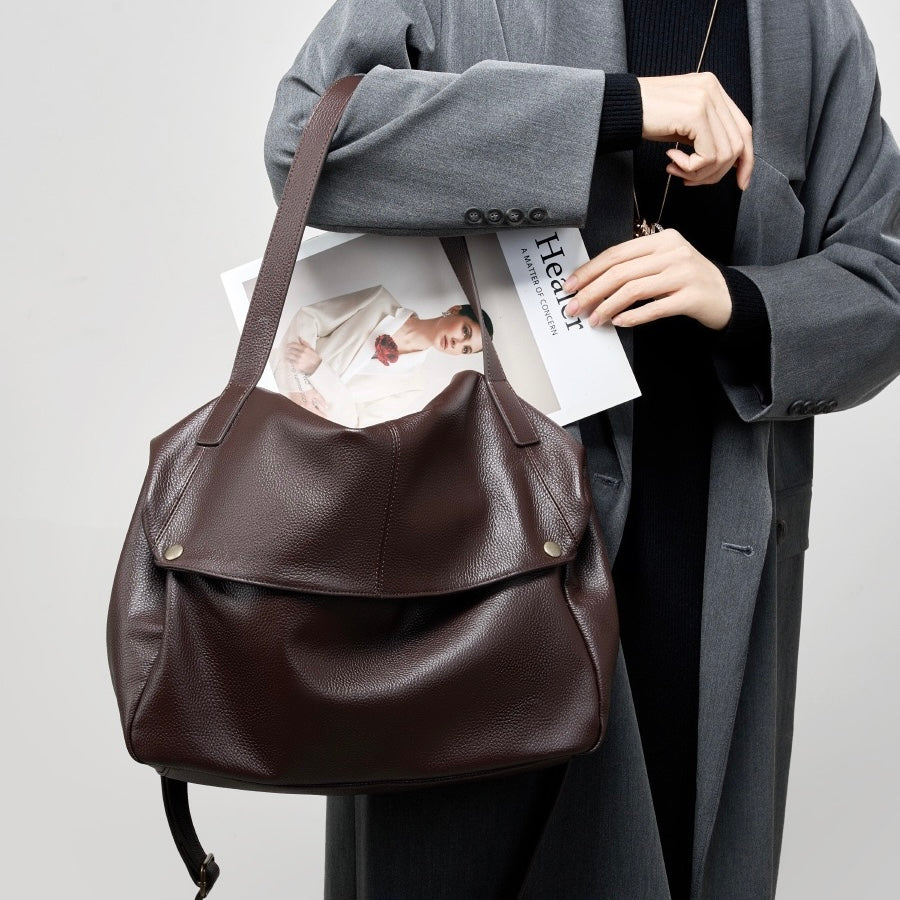 Adriani | Bolsa minimalista retrô macia de couro legítimo para uso diário
