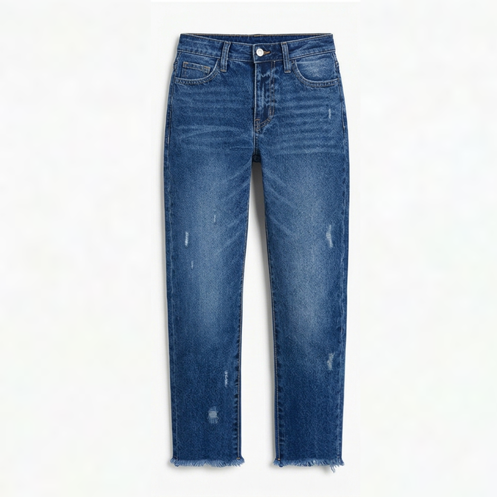 Jimena | Retro Fringed Cropped Straight Leg Jeans