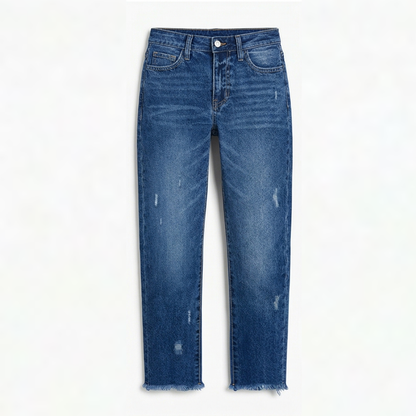 Jimena | Retro Fringed Cropped Straight Leg Jeans