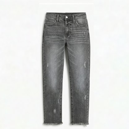 Jimena | Retro Fringed Cropped Straight Leg Jeans