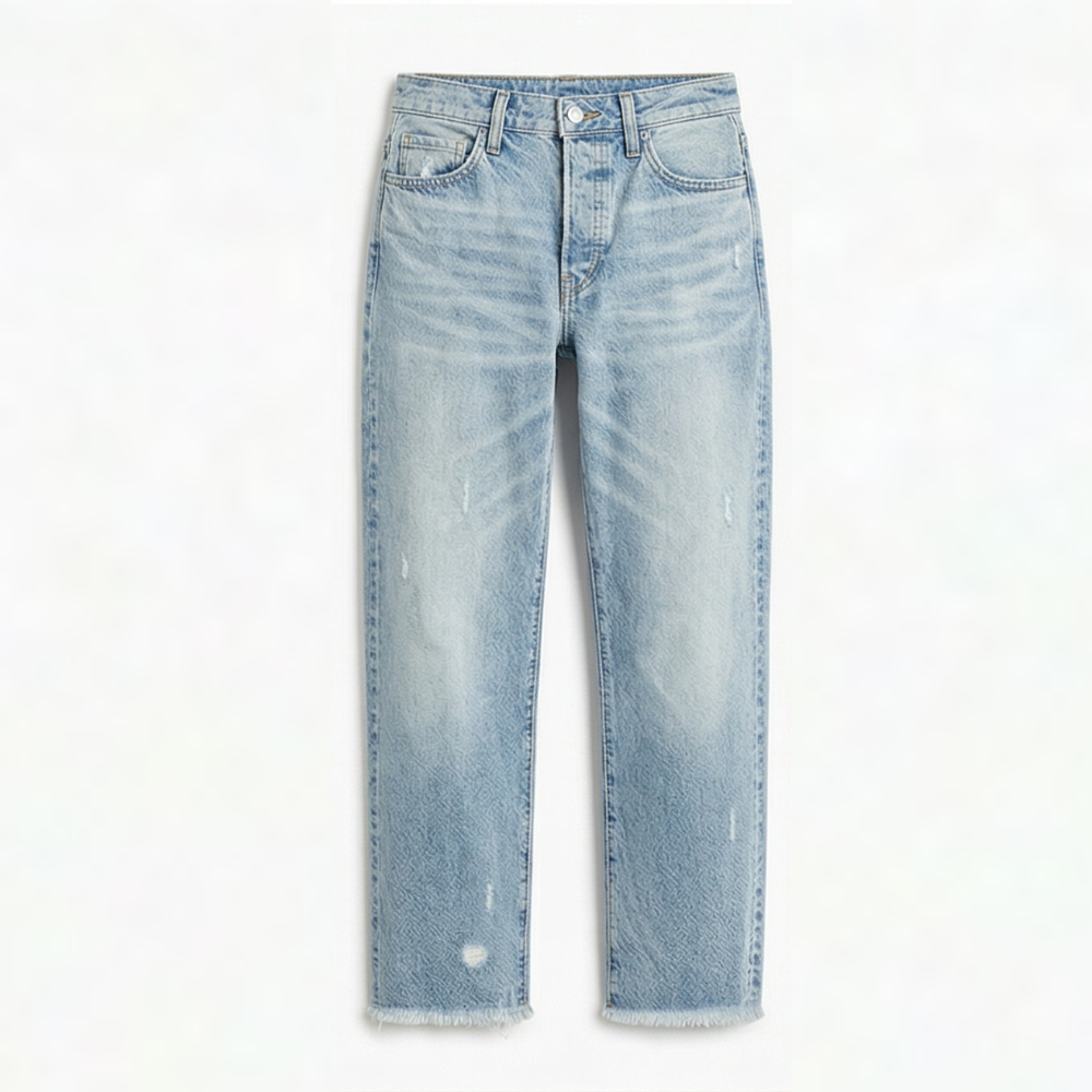 Jimena | Retro Fringed Cropped Straight Leg Jeans