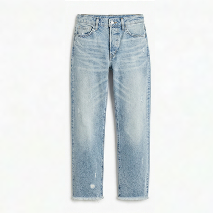 Jimena | Retro Fringed Cropped Straight Leg Jeans