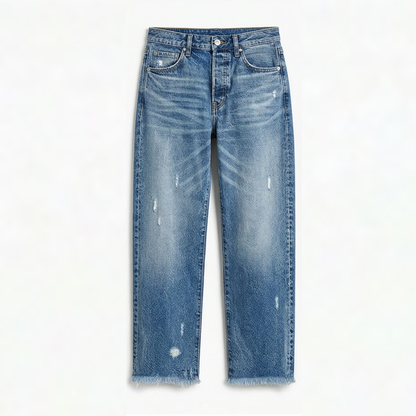 Jimena | Retro Fringed Cropped Straight Leg Jeans