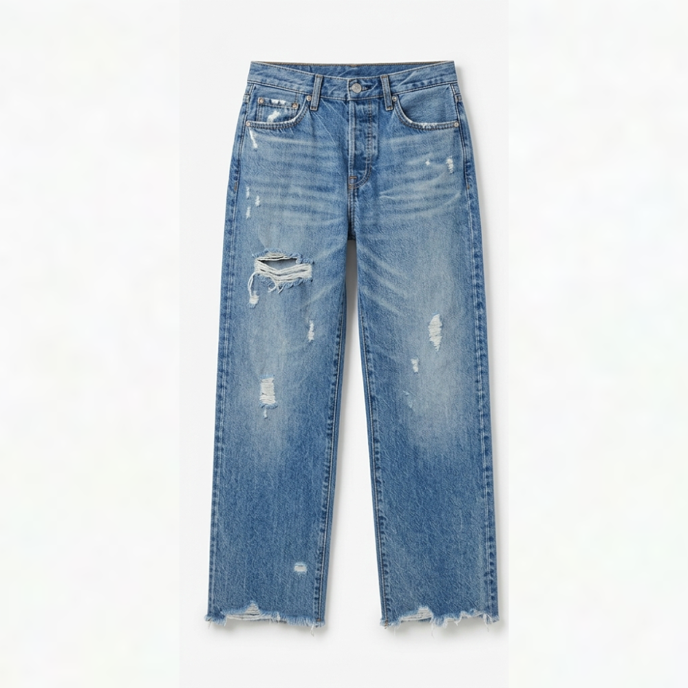 Jimena | Retro Fringed Cropped Straight Leg Jeans