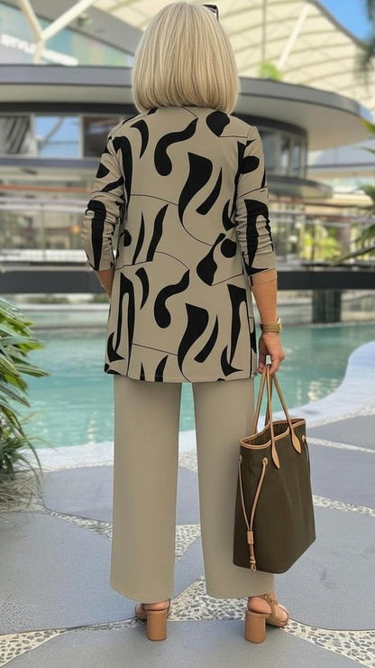 Zara | Brown Round Neck Three Piece Set