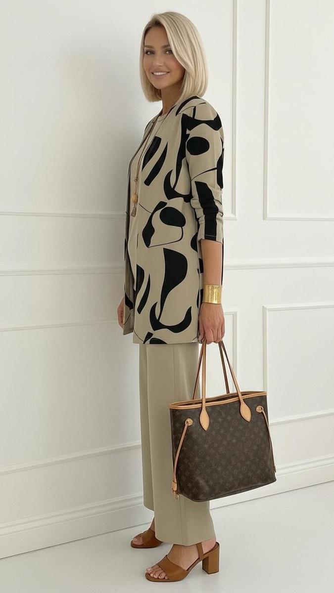 Zara | Brown Round Neck Three Piece Set
