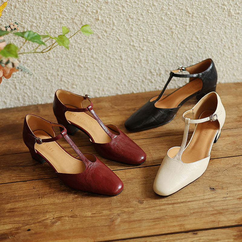 Elowen Leder T-Riemchen Pumps