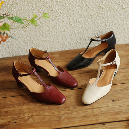 Elowen Leder T-Riemchen Pumps