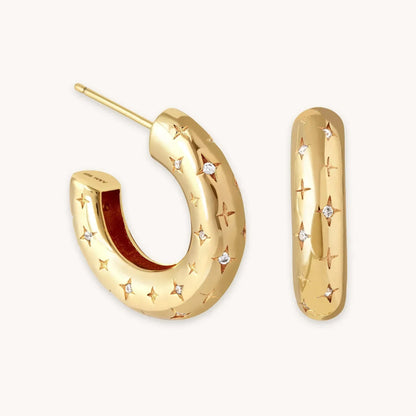 Cosmiske hoop-øreringe | Guld