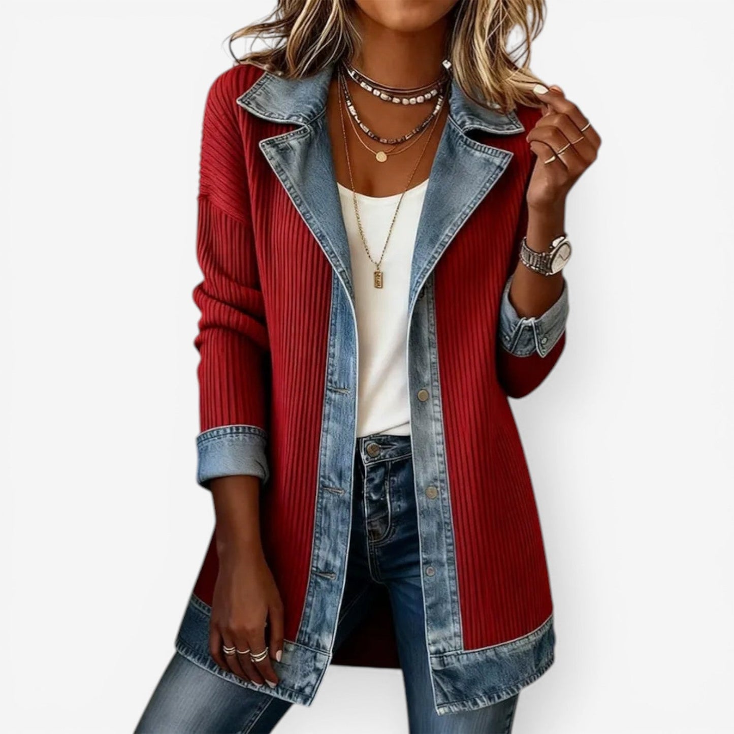 Emilia | Blazer en mezclilla combinada