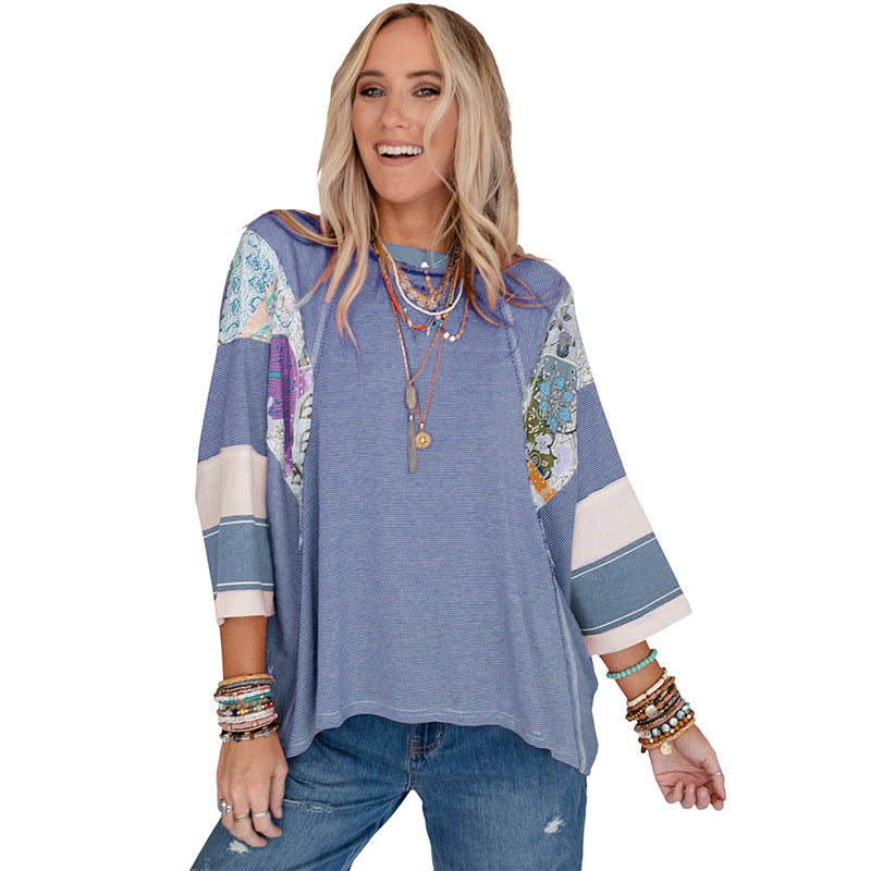 BAILEY | Leichtes Patchwork-Batwing-Oberteil
