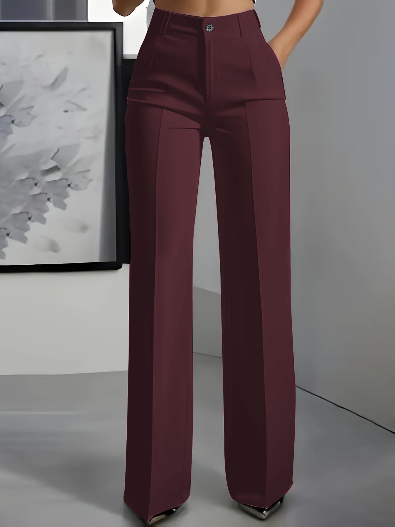 High waisted straight leg minimalist suit pants