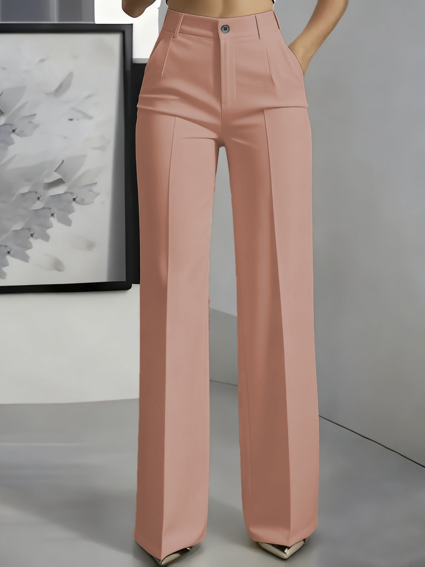 High waisted straight leg minimalist suit pants
