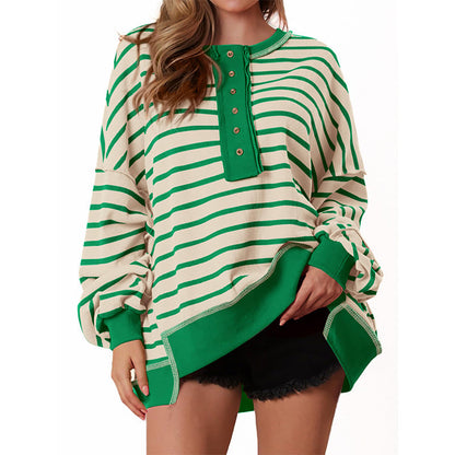 POLANA™ - Casual oversized langærmet sweatshirt med striber