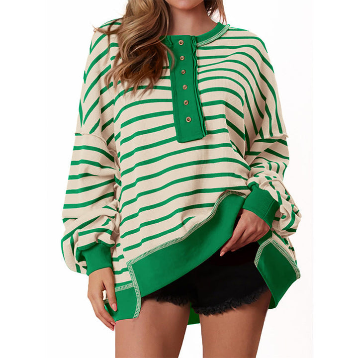 POLANA™ - Moletom Casual Listrado Oversized de Manga Longa