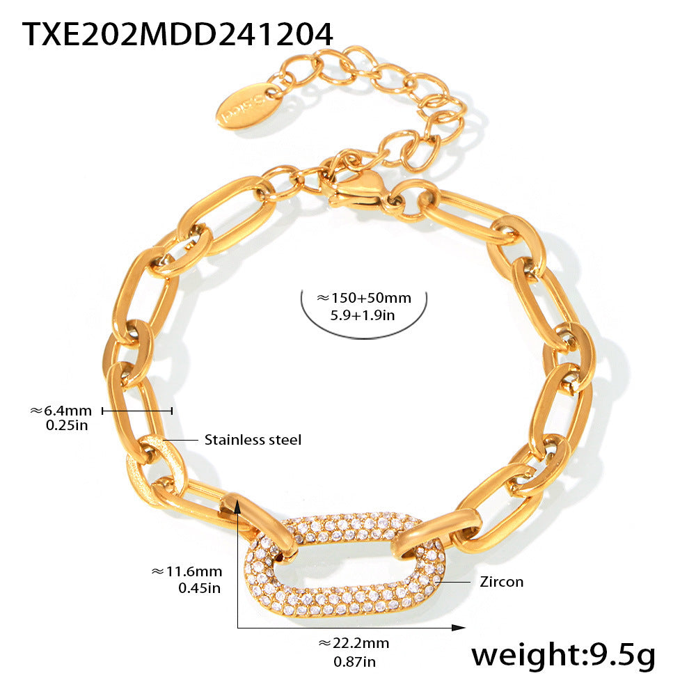 Pavé-Schmuckset mit klobiger Gliederkette | Gold