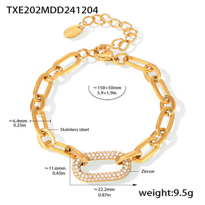 Pavé-Schmuckset mit klobiger Gliederkette | Gold