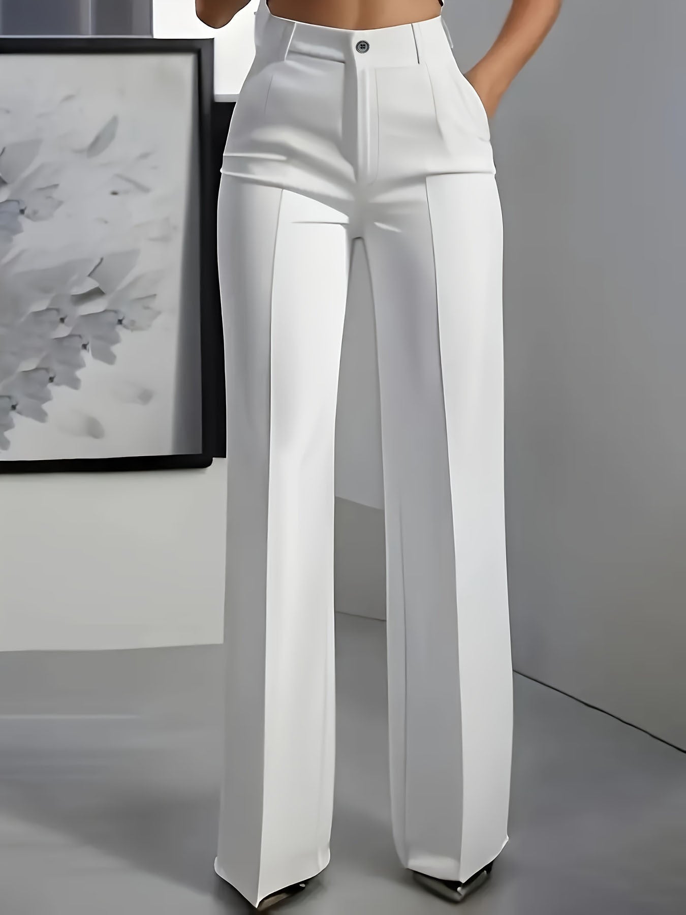 High waisted straight leg minimalist suit pants