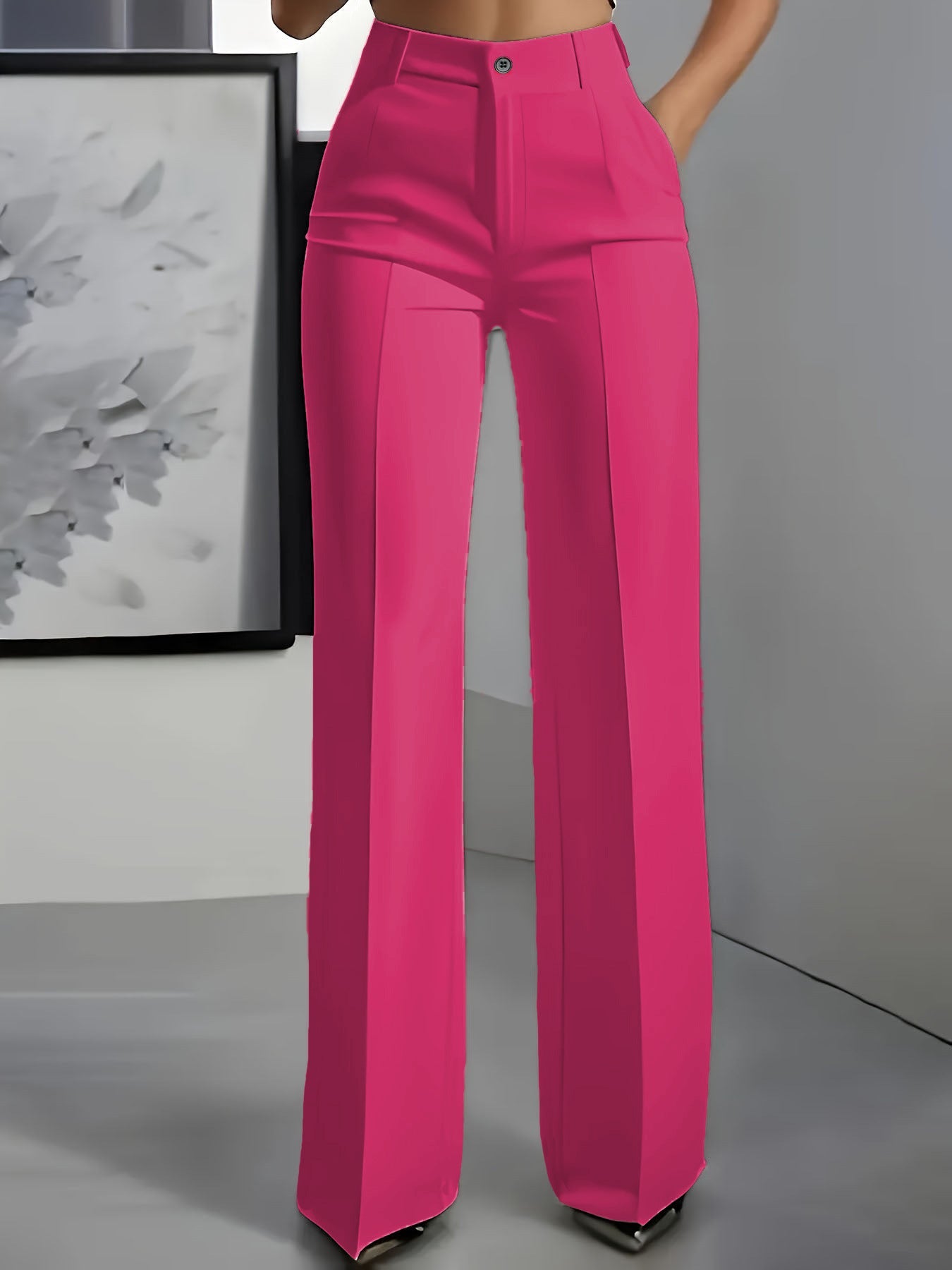 High waisted straight leg minimalist suit pants
