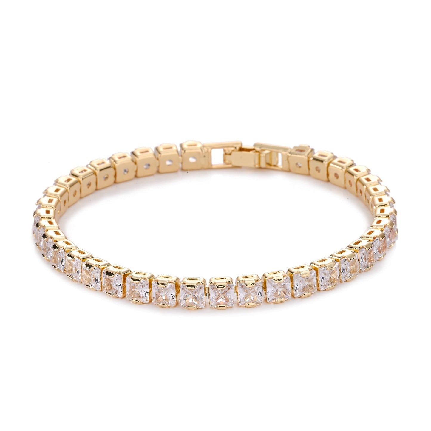 Quadratisches Tennisarmband | Gold