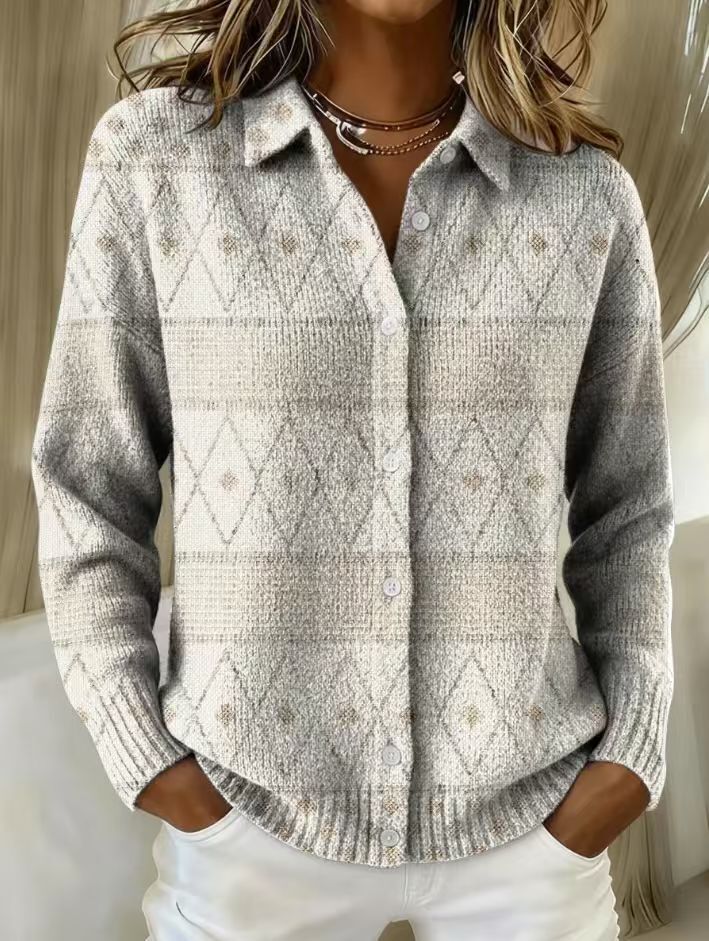 Mona™ – Blusa sudadera de punto elegante con patrón de diamantes