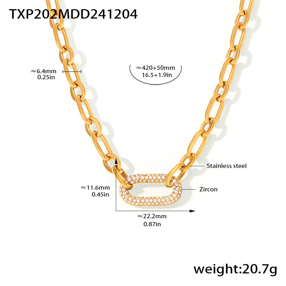 Pavé-Schmuckset mit klobiger Gliederkette | Gold