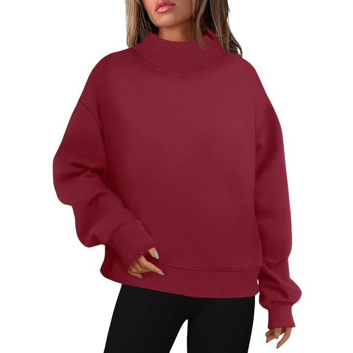 LESLY™ - Sudadera de cuello alto extragrande para mujer, manga larga, tipo pulóver