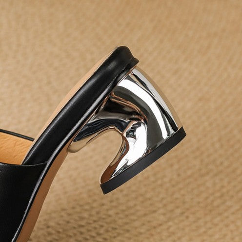 Virelle Curve Læder Mule Hæle