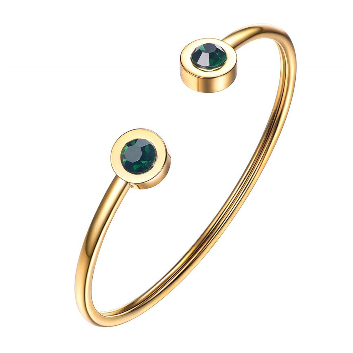 Grünes Armreif-Armband | Gold