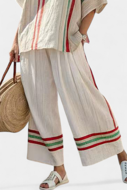 Truvane | Blusa estampada bohemia cómoda y pantalones holgados