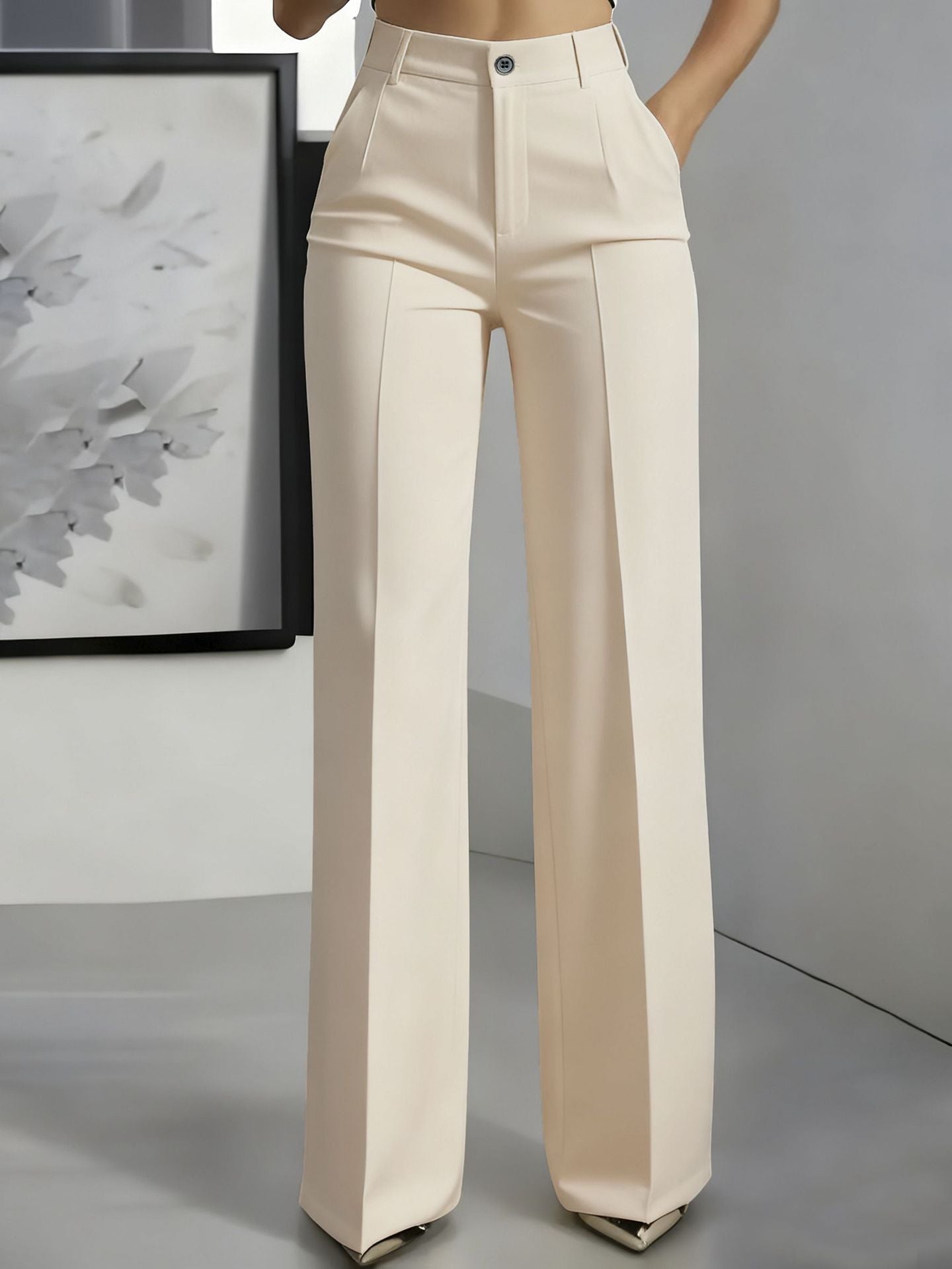 High waisted straight leg minimalist suit pants