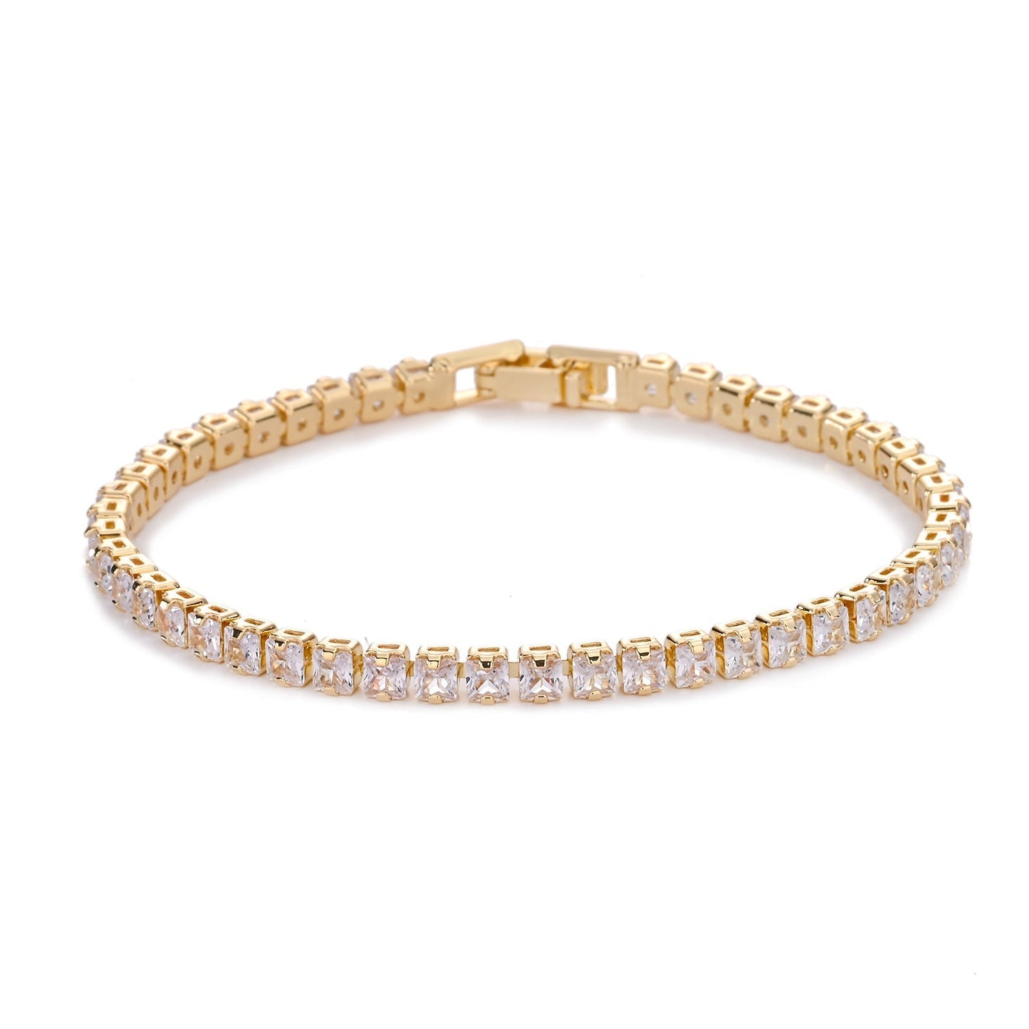 Quadratisches Tennisarmband | Gold