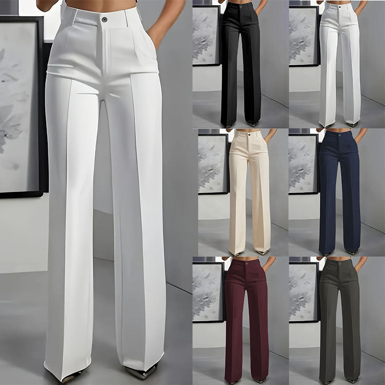 High waisted straight leg minimalist suit pants