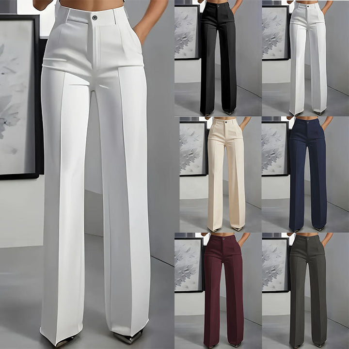 Pantalones de traje minimalistas de pierna recta y cintura alta