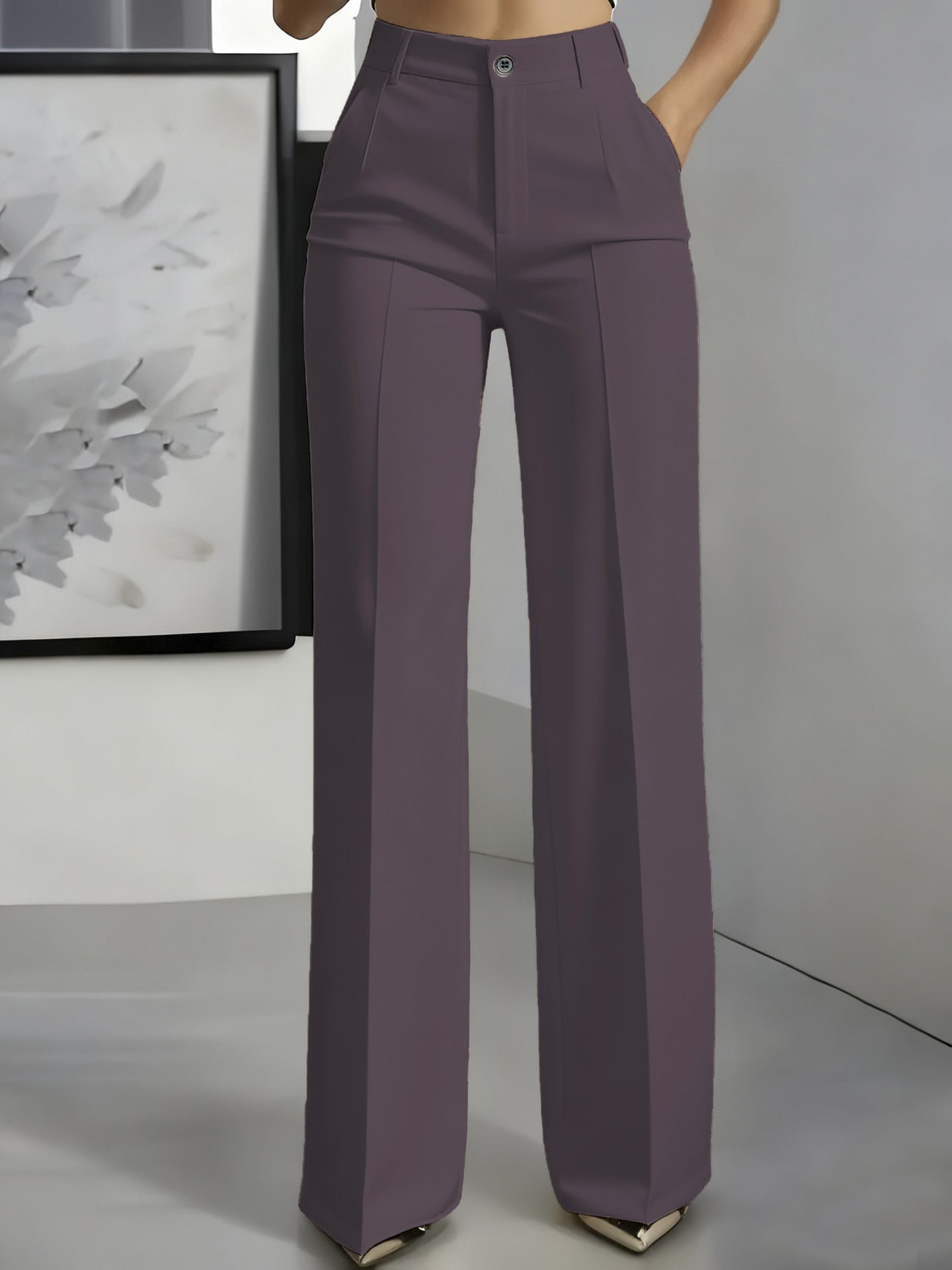 High waisted straight leg minimalist suit pants