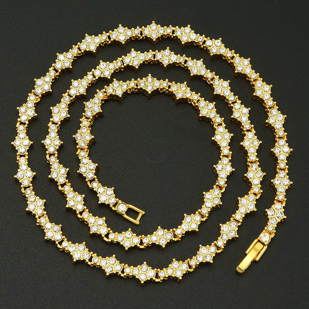 Colar clássico de tênis com pedras agrupadas | Dourado