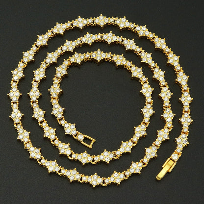 Colar clássico de tênis com pedras agrupadas | Dourado