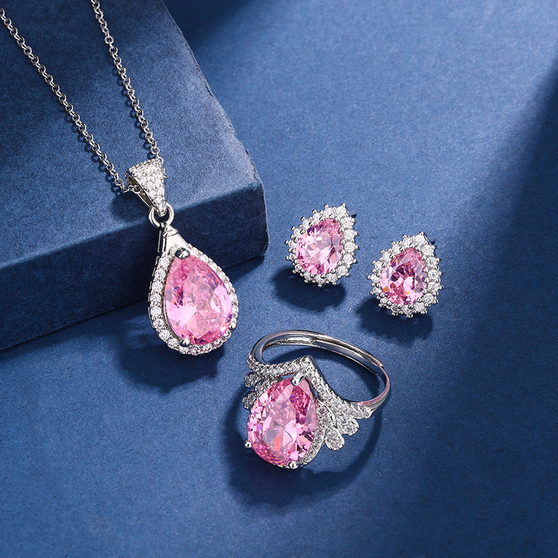 Conjunto Aria Teardrop Rosa | Ouro branco