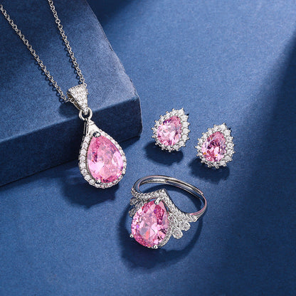 Conjunto Aria Teardrop Rosa | Ouro branco