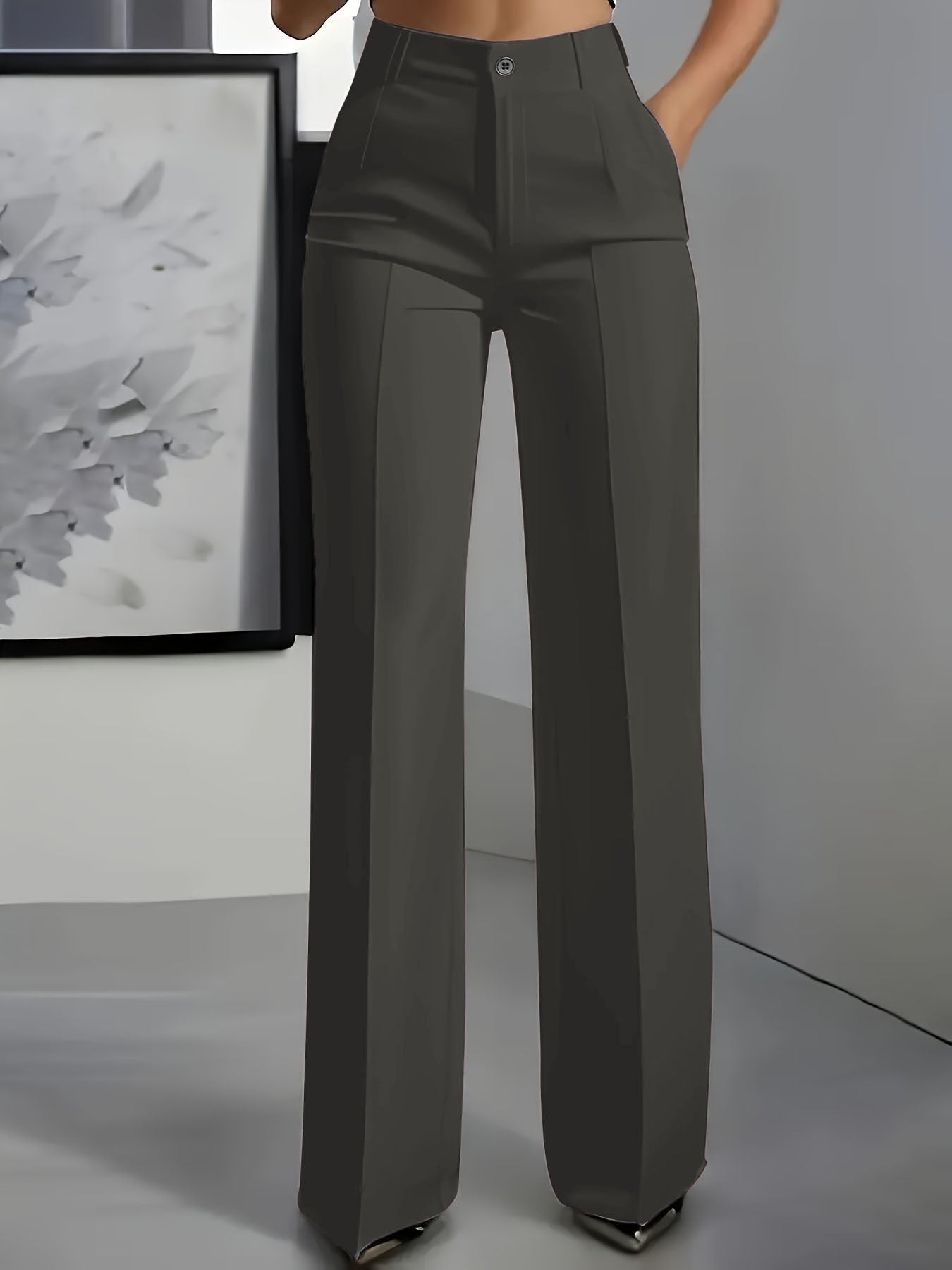 High waisted straight leg minimalist suit pants
