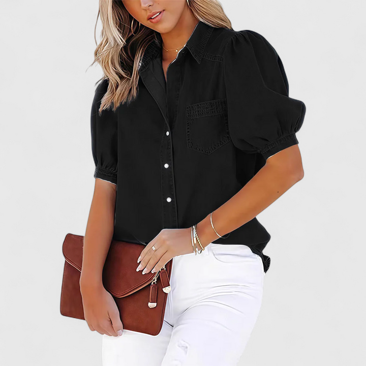Regina - Blusa Relaxante com Mangas Bufantes