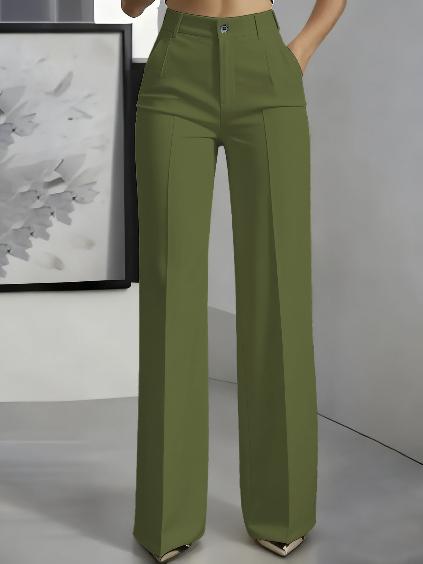 High waisted straight leg minimalist suit pants