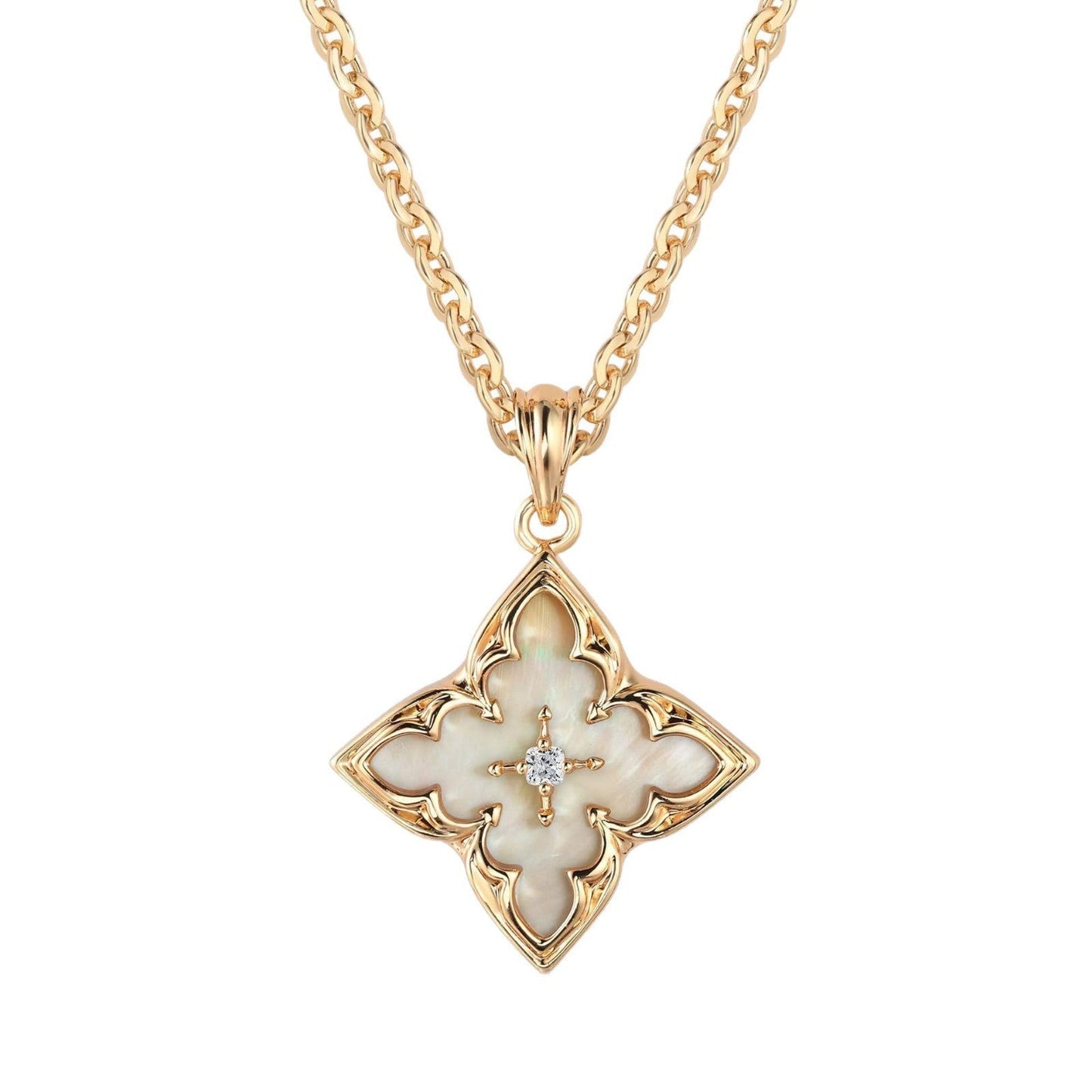 Brown Clover Pendant Necklace | Gold