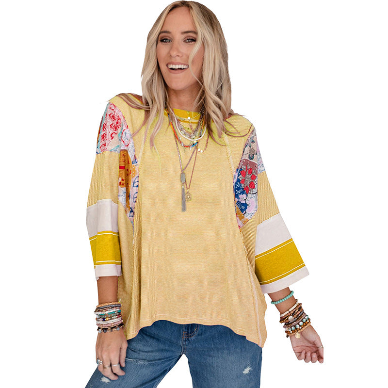 BAILEY | Leichtes Patchwork-Batwing-Oberteil