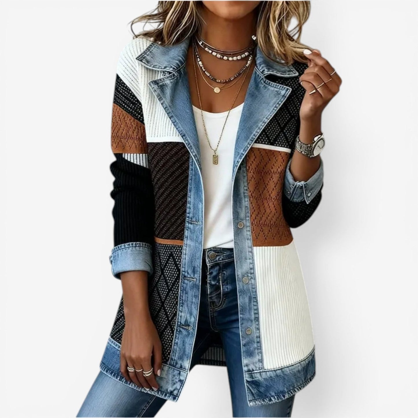 Emilia | Blazer en mezclilla combinada