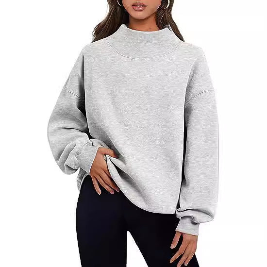 LESLY™ - Sudadera de cuello alto extragrande para mujer, manga larga, tipo pulóver